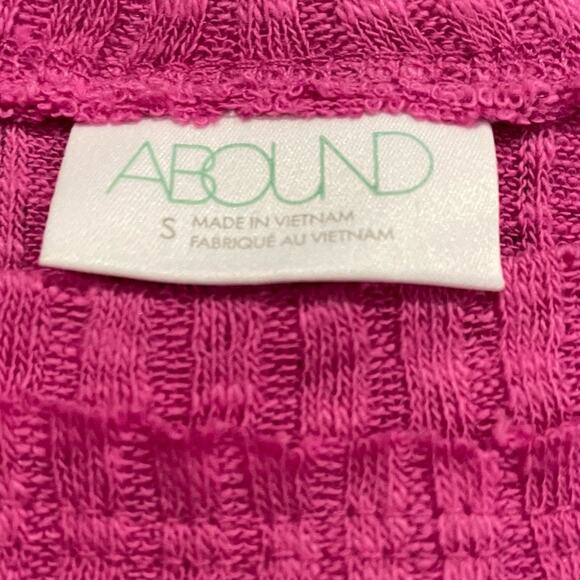 Abound Women's Pink Cyclamen Bandeau Neck Long Cuff Sleeve Ribbed Knit Top sz S - Picture 5 of 5